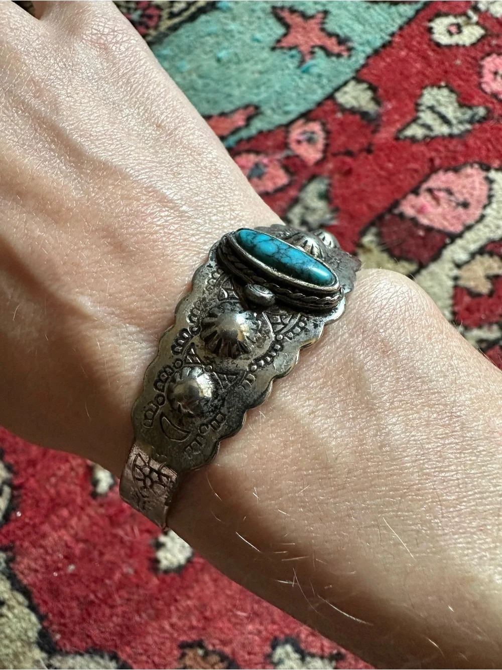 Vintage Fred Harvey Inspired Western Native Cuff Bracelet